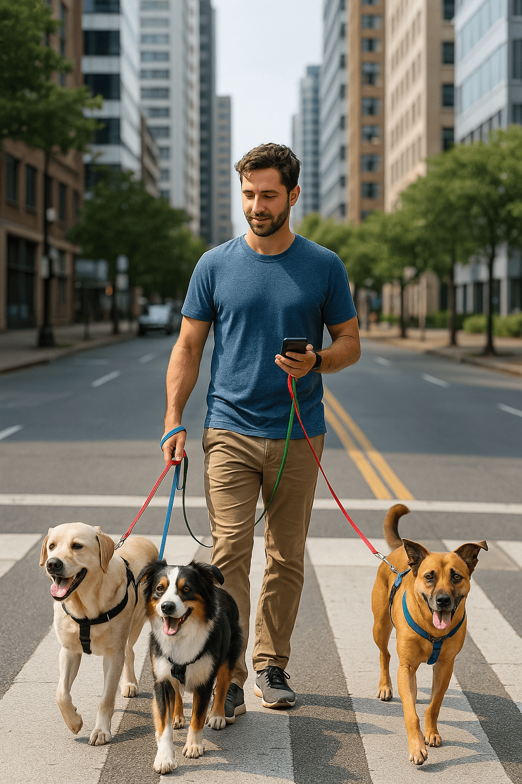 Paseo urbano de perros con cuidador profesional Paseo urbano de perros con cuidador profesional