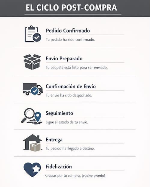 Ciclo de la confirmación de envío en la experiencia post-compra Ciclo de la confirmación de envío en la experiencia post-compra