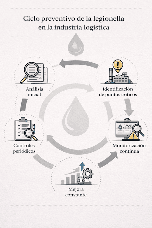 Ciclo preventivo de la legionella en la industria logística Ciclo preventivo de la legionella en la industria logística